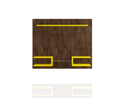 Manhattan Comfort - Plaza Floating Entertainment Center with 6 Fixed Shelves in Rustic Brown and Yellow - 224BMC94 veiw 1