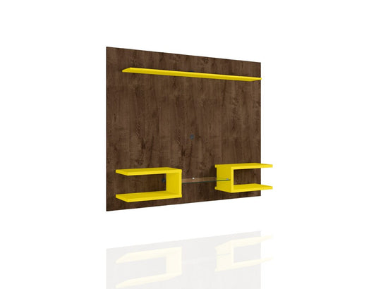 Manhattan Comfort - Plaza Floating Entertainment Center with 6 Fixed Shelves in Rustic Brown and Yellow - 224BMC94 veiw 2