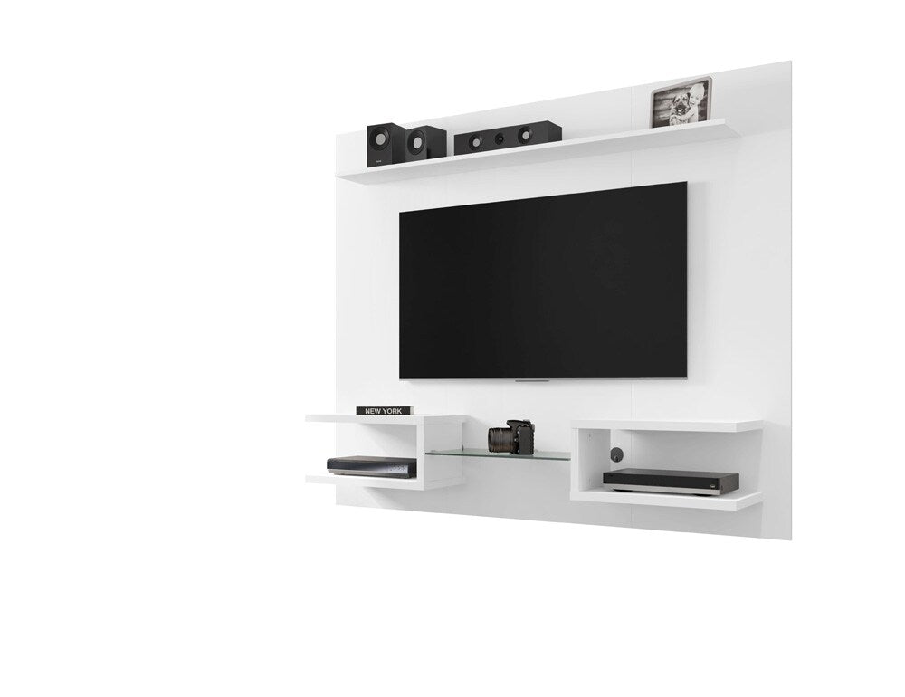 Manhattan Comfort - Plaza Floating Entertainment Center with 6 Fixed Shelves in White - 224BMC6 veiw 3