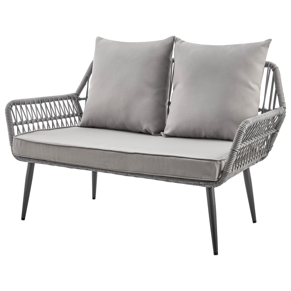 Manhattan Comfort - 4-Piece Portofino Polyester Patio Set with Coffee Table with Iron Steel Legs in Grey - OD-CV019-GY veiw 2