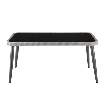 Manhattan Comfort - 4-Piece Portofino Polyester Patio Set with Coffee Table with Iron Steel Legs in Grey - OD-CV019-GY veiw 3