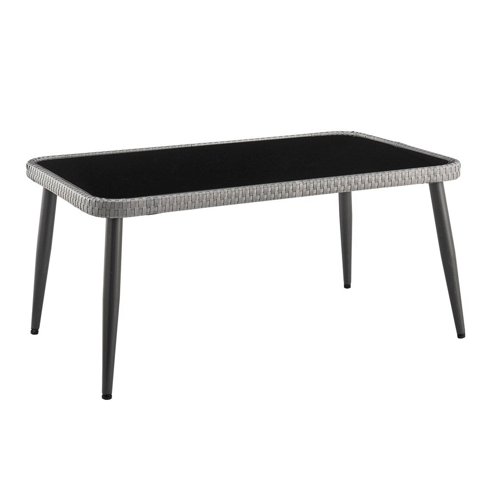 Manhattan Comfort - 4-Piece Portofino Polyester Patio Set with Coffee Table with Iron Steel Legs in Grey - OD-CV019-GY veiw 6