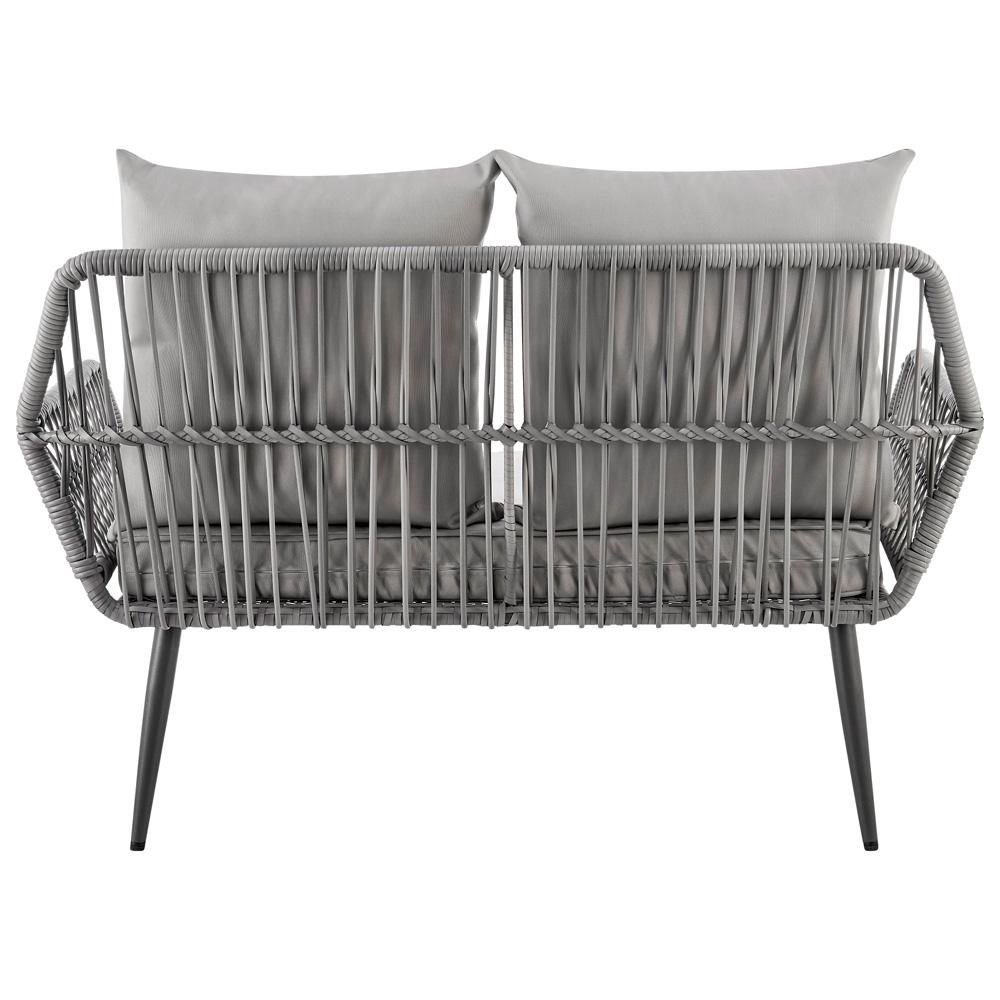 Manhattan Comfort - 4-Piece Portofino Polyester Patio Set with Coffee Table with Iron Steel Legs in Grey - OD-CV019-GY veiw 8