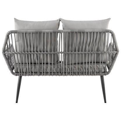 Manhattan Comfort - 4-Piece Portofino Polyester Patio Set with Coffee Table with Iron Steel Legs in Grey - OD-CV019-GY veiw 8