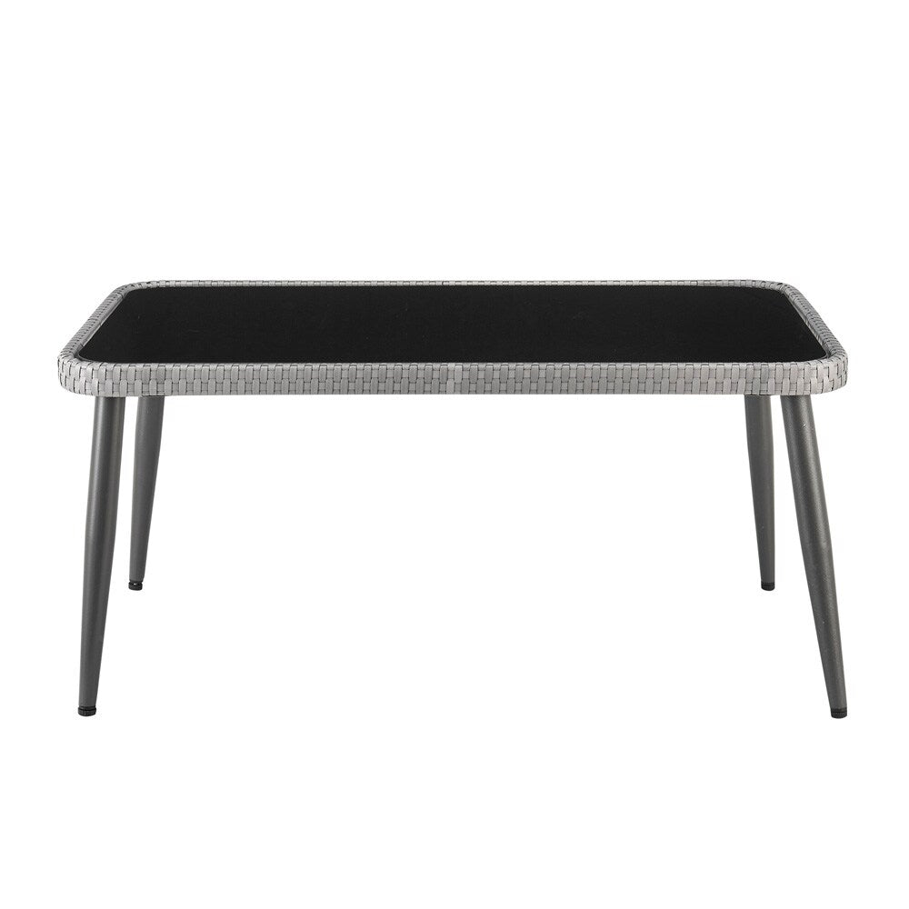 Manhattan Comfort - 4-Piece Portofino Polyester Patio Set with Coffee Table with Iron Steel Legs in Grey and Cream - OD-CV019-CR veiw 3