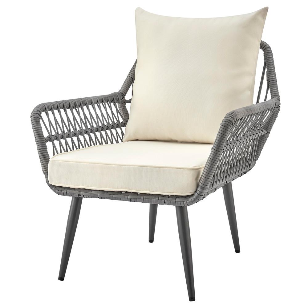 Manhattan Comfort - 4-Piece Portofino Polyester Patio Set with Coffee Table with Iron Steel Legs in Grey and Cream - OD-CV019-CR veiw 4