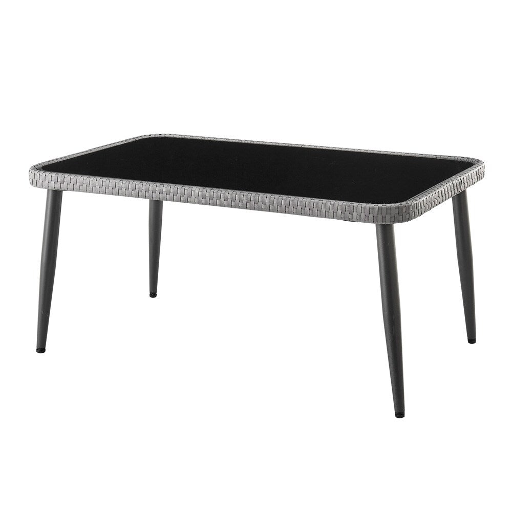 Manhattan Comfort - 4-Piece Portofino Polyester Patio Set with Coffee Table with Iron Steel Legs in Grey and Cream - OD-CV019-CR veiw 5