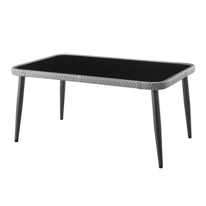 Manhattan Comfort - 4-Piece Portofino Polyester Patio Set with Coffee Table with Iron Steel Legs in Grey and Cream - OD-CV019-CR veiw 5