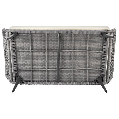 Manhattan Comfort - 4-Piece Portofino Polyester Patio Set with Coffee Table with Iron Steel Legs in Grey and Cream - OD-CV019-CR veiw 9