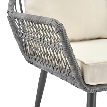 Manhattan Comfort - 4-Piece Portofino Polyester Patio Set with Coffee Table with Iron Steel Legs in Grey and Cream - OD-CV019-CR veiw 10
