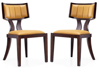 Manhattan Comfort - Pulitzer Faux Leather Dining Chairs with Beech Wood Legs in Camel and Walnut - Set of 2 - DC001-CL veiw 1