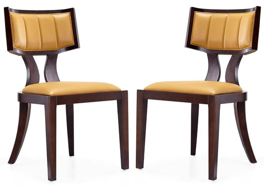 Manhattan Comfort - Pulitzer Faux Leather Dining Chairs with Beech Wood Legs in Camel and Walnut - Set of 2 - DC001-CL veiw 1