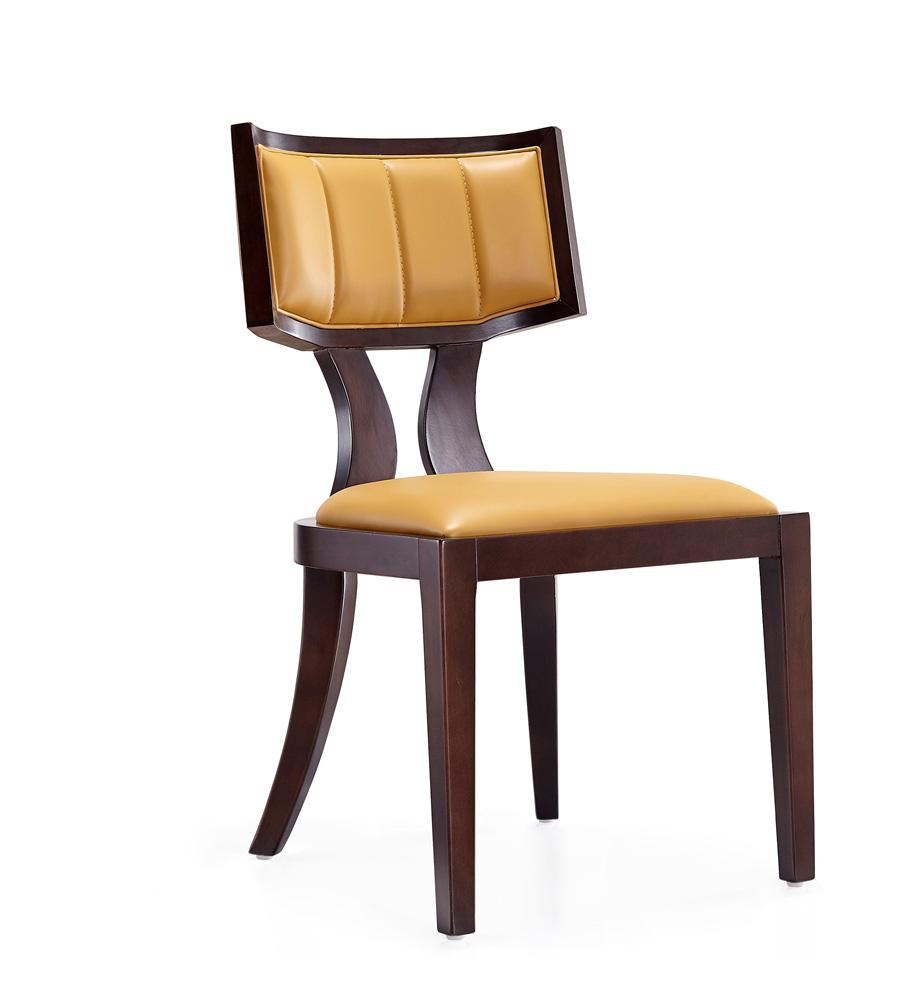 Manhattan Comfort - Pulitzer Faux Leather Dining Chairs with Beech Wood Legs in Camel and Walnut - Set of 2 - DC001-CL veiw 2