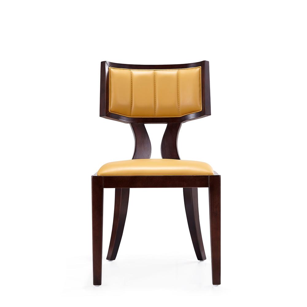 Manhattan Comfort - Pulitzer Faux Leather Dining Chairs with Beech Wood Legs in Camel and Walnut - Set of 2 - DC001-CL veiw 3