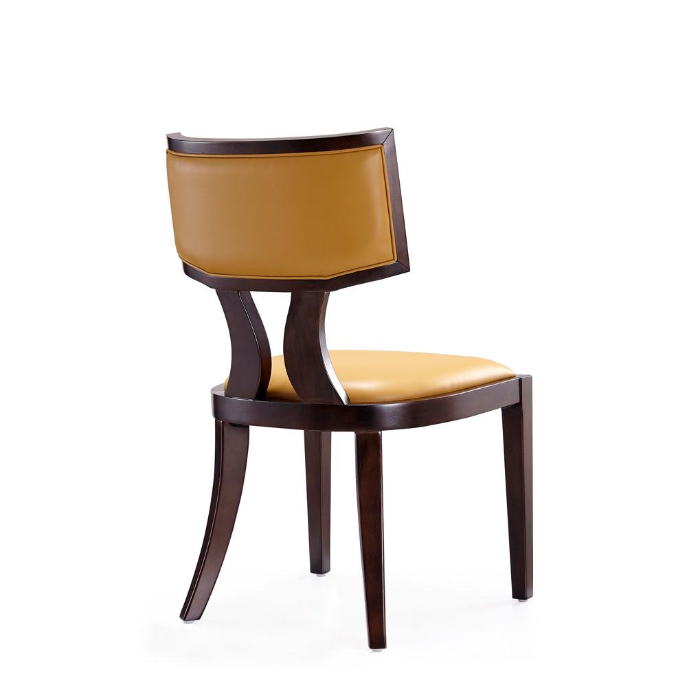 Manhattan Comfort - Pulitzer Faux Leather Dining Chairs with Beech Wood Legs in Camel and Walnut - Set of 2 - DC001-CL veiw 4
