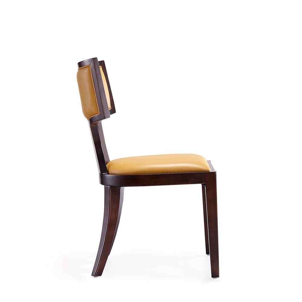 Manhattan Comfort - Pulitzer Faux Leather Dining Chairs with Beech Wood Legs in Camel and Walnut - Set of 2 - DC001-CL veiw 5