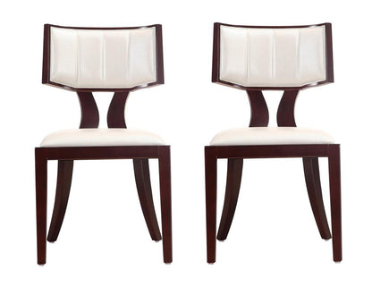 Manhattan Comfort - Pulitzer Faux Leather Dining Chairs with Beech Wood Legs in Pearl White and Walnut - Set of 2 - DC001-PW veiw 1