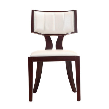Manhattan Comfort - Pulitzer Faux Leather Dining Chairs with Beech Wood Legs in Pearl White and Walnut - Set of 2 - DC001-PW veiw 2