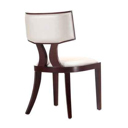 Manhattan Comfort - Pulitzer Faux Leather Dining Chairs with Beech Wood Legs in Pearl White and Walnut - Set of 2 - DC001-PW veiw 3
