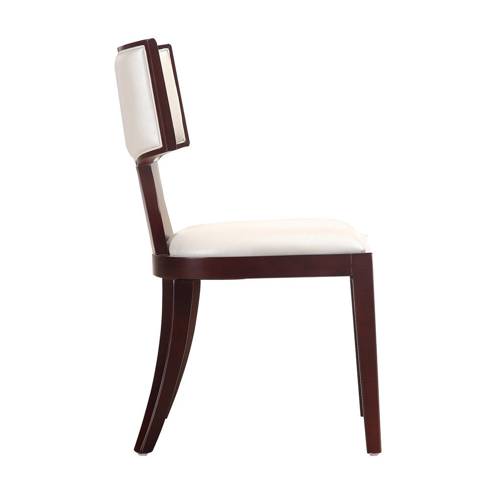 Manhattan Comfort - Pulitzer Faux Leather Dining Chairs with Beech Wood Legs in Pearl White and Walnut - Set of 2 - DC001-PW veiw 4