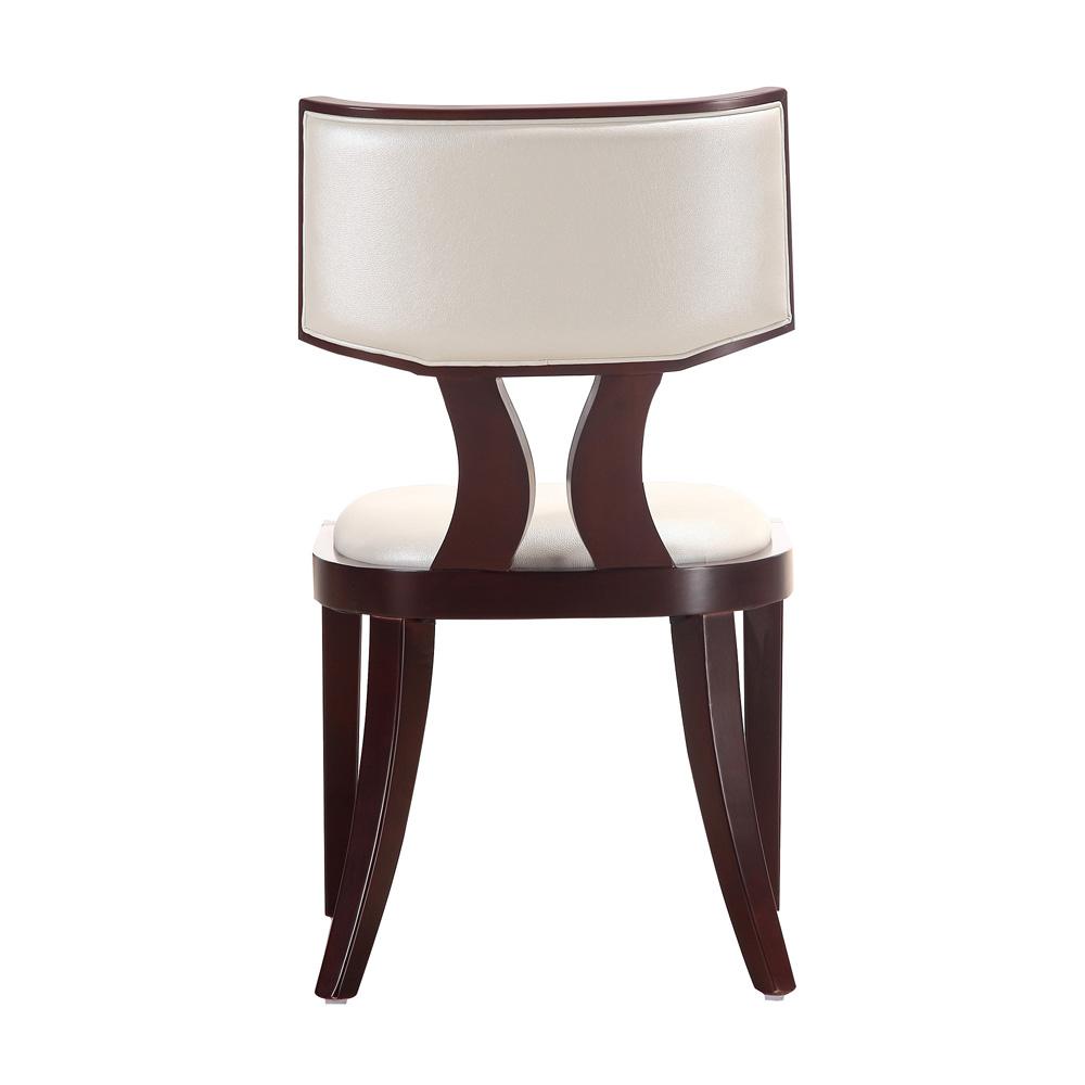 Manhattan Comfort - Pulitzer Faux Leather Dining Chairs with Beech Wood Legs in Pearl White and Walnut - Set of 2 - DC001-PW veiw 5