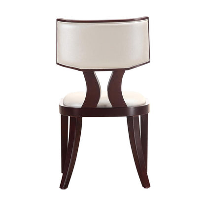 Manhattan Comfort - Pulitzer Faux Leather Dining Chairs with Beech Wood Legs in Pearl White and Walnut - Set of 2 - DC001-PW veiw 5