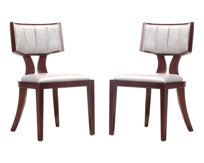 Manhattan Comfort - Pulitzer Faux Leather Dining Chairs with Beech Wood Legs in Silver and Walnut - Set of 2 - DC001-SV veiw 1