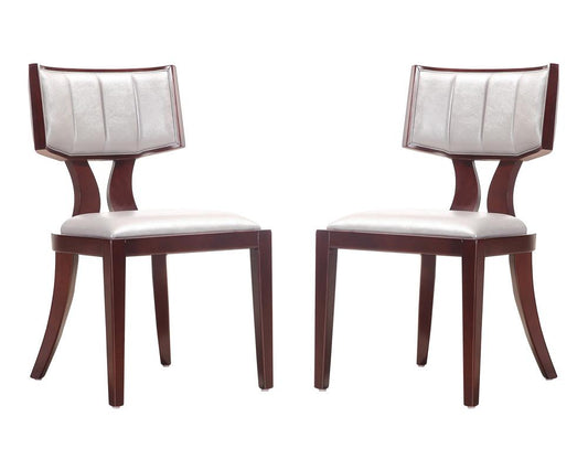 Manhattan Comfort - Pulitzer Faux Leather Dining Chairs with Beech Wood Legs in Silver and Walnut - Set of 2 - DC001-SV veiw 1