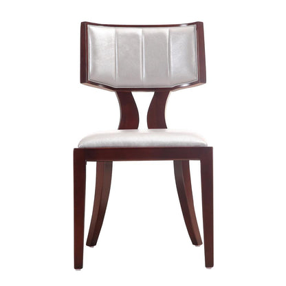 Manhattan Comfort - Pulitzer Faux Leather Dining Chairs with Beech Wood Legs in Silver and Walnut - Set of 2 - DC001-SV veiw 2
