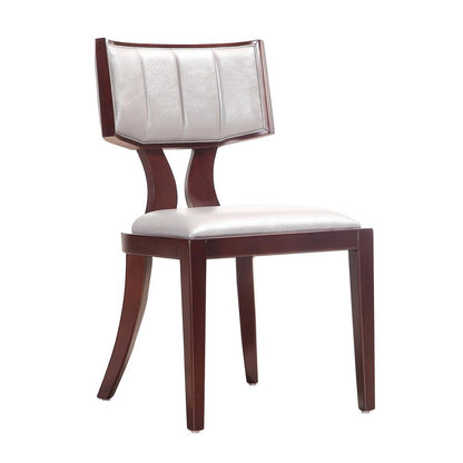 Manhattan Comfort - Pulitzer Faux Leather Dining Chairs with Beech Wood Legs in Silver and Walnut - Set of 2 - DC001-SV veiw 3