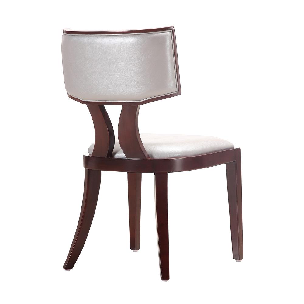 Manhattan Comfort - Pulitzer Faux Leather Dining Chairs with Beech Wood Legs in Silver and Walnut - Set of 2 - DC001-SV veiw 4