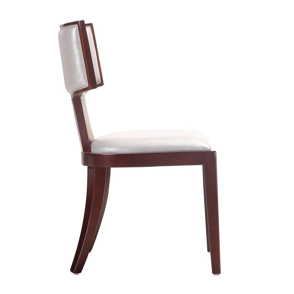 Manhattan Comfort - Pulitzer Faux Leather Dining Chairs with Beech Wood Legs in Silver and Walnut - Set of 2 - DC001-SV veiw 5