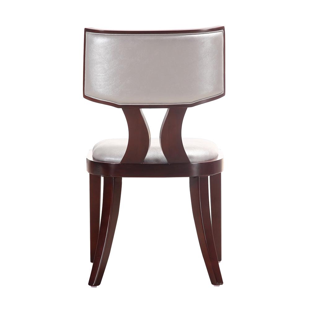 Manhattan Comfort - Pulitzer Faux Leather Dining Chairs with Beech Wood Legs in Silver and Walnut - Set of 2 - DC001-SV veiw 6