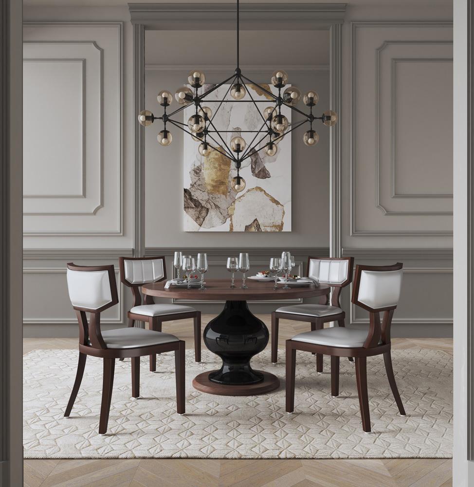 Manhattan Comfort - Pulitzer Faux Leather Dining Chairs with Beech Wood Legs in Silver and Walnut - Set of 2 - DC001-SV veiw 7