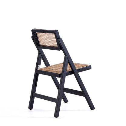 Manhattan Comfort - Pullman Dining Folding Chair with American Ash Wood Legs in Black and Natural Cane - Set of 4 - 2-DCCA08-BK veiw 3