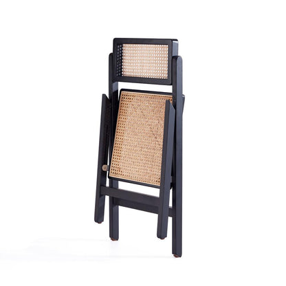 Manhattan Comfort - Pullman Dining Folding Chair with American Ash Wood Legs in Black and Natural Cane - Set of 4 - 2-DCCA08-BK veiw 6