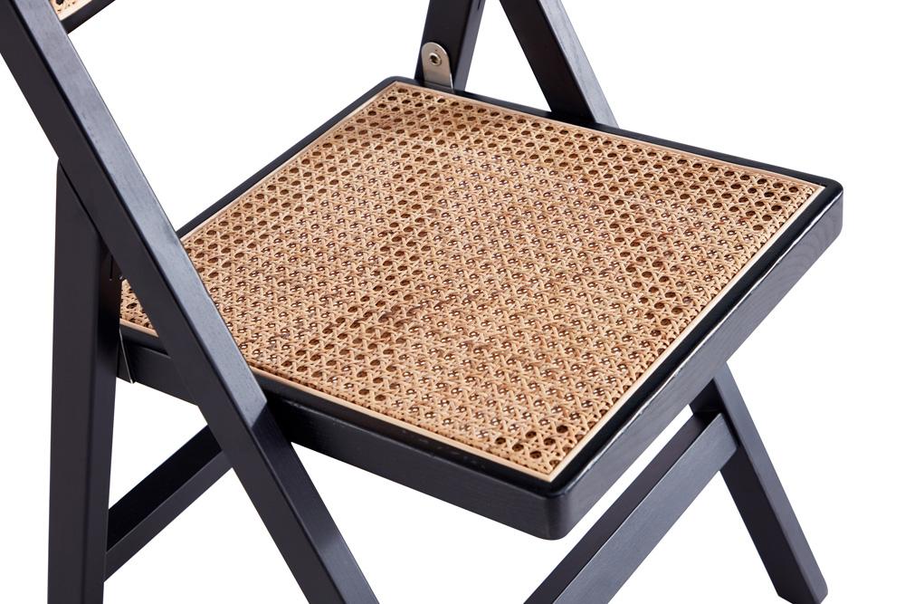 Manhattan Comfort - Pullman Dining Folding Chair with American Ash Wood Legs in Black and Natural Cane - Set of 4 - 2-DCCA08-BK veiw 9