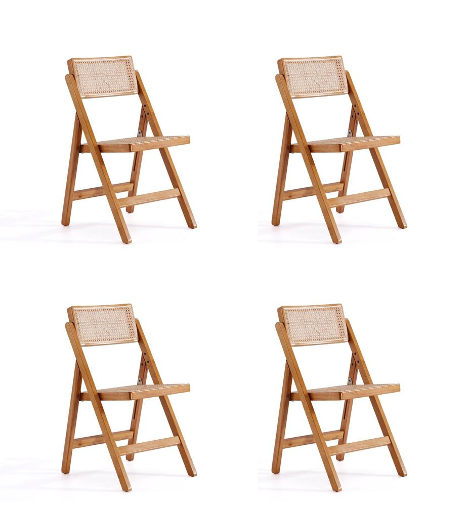 Manhattan Comfort - Pullman Dining Folding Chair with American Ash Wood Legs in Nature - Set of 4 - 2-DCCA08-NA veiw 1
