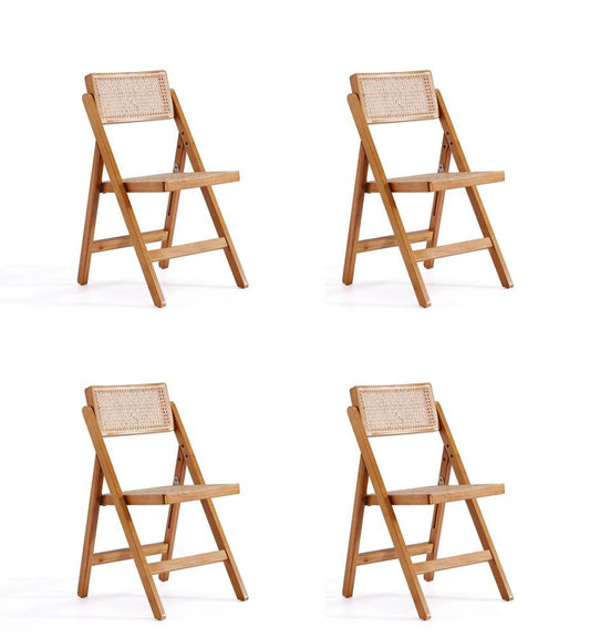 Manhattan Comfort - Pullman Dining Folding Chair with American Ash Wood Legs in Nature - Set of 4 - 2-DCCA08-NA veiw 1