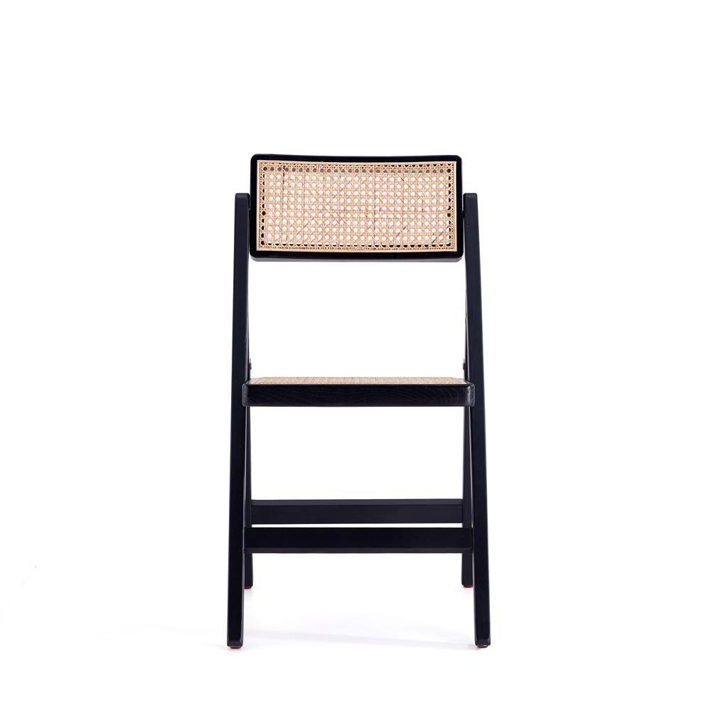 Manhattan Comfort - Pullman Dining Folding Chair with American Ash Wood Legs in Black and Natural Cane - Set of 2 - DCCA08-BK veiw 2