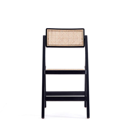 Manhattan Comfort - Pullman Dining Folding Chair with American Ash Wood Legs in Black and Natural Cane - Set of 2 - DCCA08-BK veiw 2
