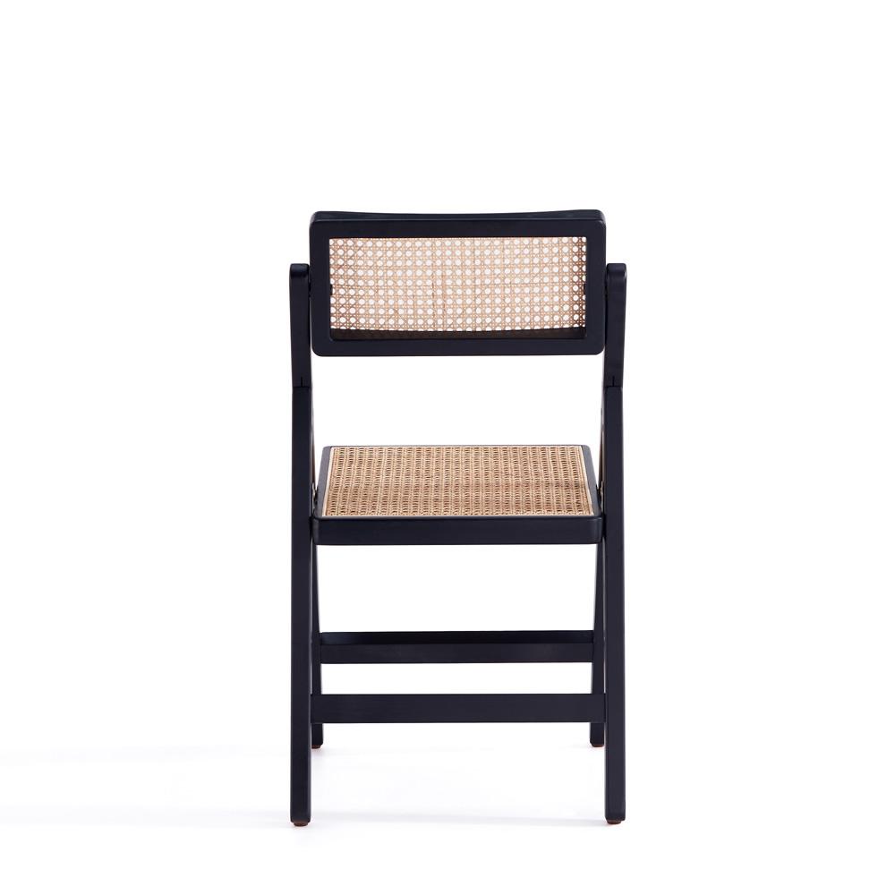 Manhattan Comfort - Pullman Dining Folding Chair with American Ash Wood Legs in Black and Natural Cane - Set of 2 - DCCA08-BK veiw 4
