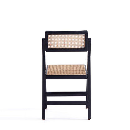 Manhattan Comfort - Pullman Dining Folding Chair with American Ash Wood Legs in Black and Natural Cane - Set of 2 - DCCA08-BK veiw 4