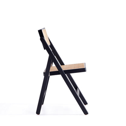 Manhattan Comfort - Pullman Dining Folding Chair with American Ash Wood Legs in Black and Natural Cane - Set of 2 - DCCA08-BK veiw 5
