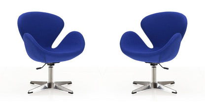 Manhattan Comfort - Raspberry Wool Blend Accent Chair with Metal Legs in Blue and Polished Chrome - Set of 2 - 2-AC038-BL veiw 1