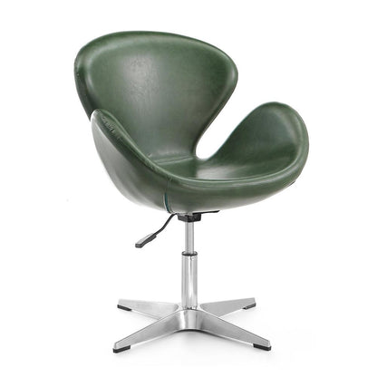 Manhattan Comfort - Raspberry Faux Leather Accent Chair with Metal Legs in Forest Green and Polished Chrome - Set of 2 - 2-AC038-FG veiw 2