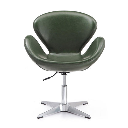 Manhattan Comfort - Raspberry Faux Leather Accent Chair with Metal Legs in Forest Green and Polished Chrome - Set of 2 - 2-AC038-FG veiw 3