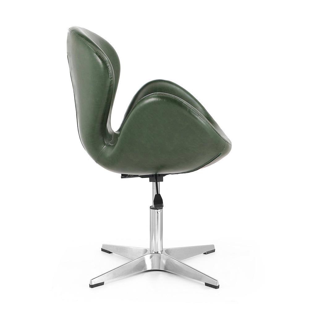 Manhattan Comfort - Raspberry Faux Leather Accent Chair with Metal Legs in Forest Green and Polished Chrome - Set of 2 - 2-AC038-FG veiw 5