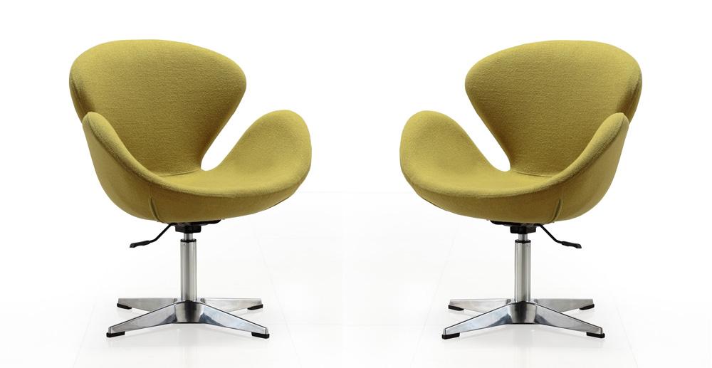 Manhattan Comfort - Raspberry Wool Blend Accent Chair with Metal Legs in Green and Polished Chrome - Set of 2 - 2-AC038-GR veiw 1