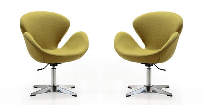 Manhattan Comfort - Raspberry Wool Blend Accent Chair with Metal Legs in Green and Polished Chrome - Set of 2 - 2-AC038-GR veiw 1